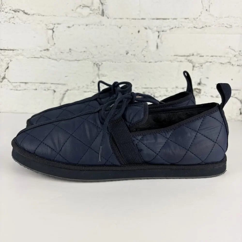J. Crew Quilted Chore Blue Nylon Slip On Slipper Loafers 8